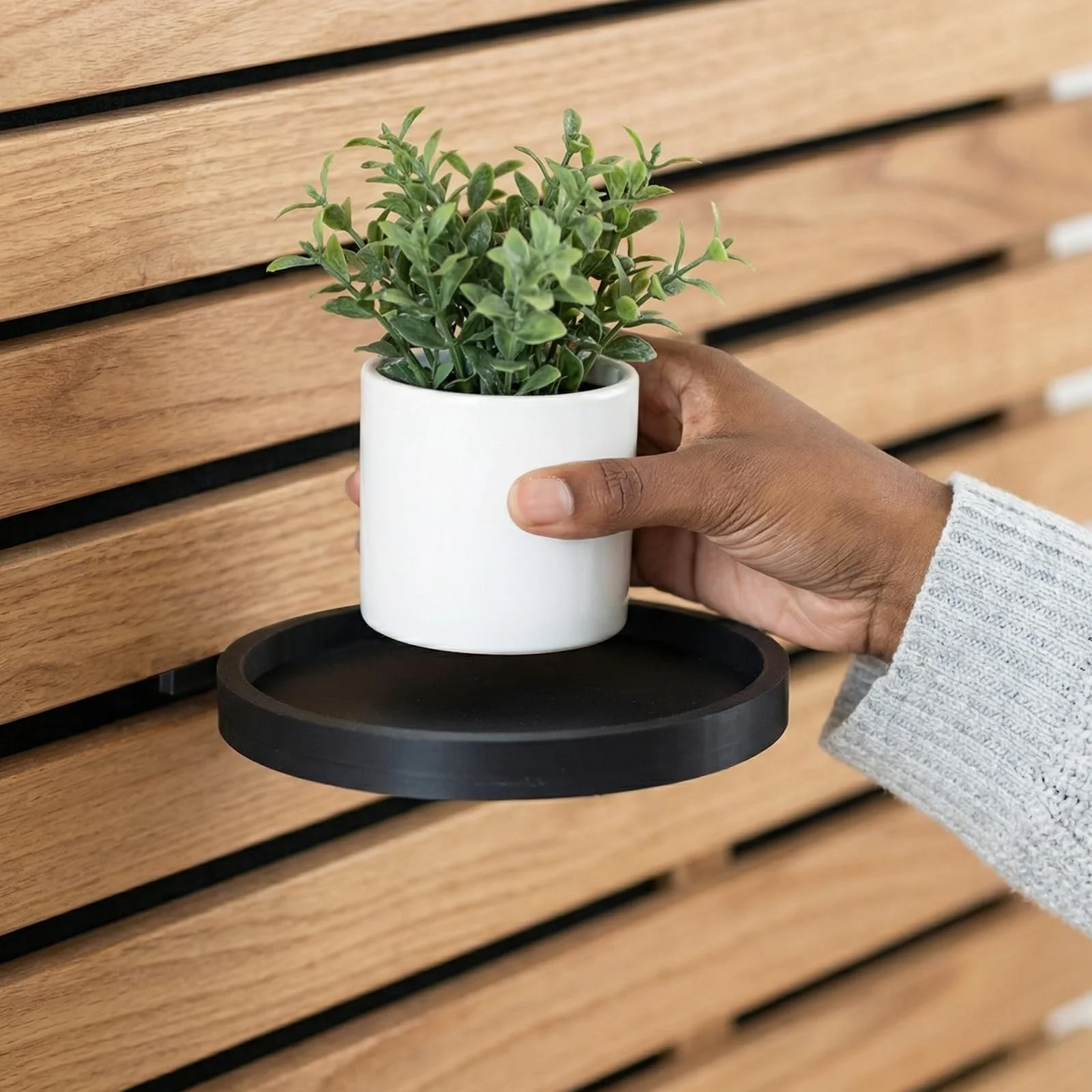 Настенные держатели для растений для акустических панелей 2 шт. Черные, фото №3