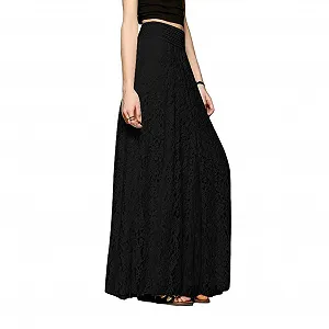Спідниця A-силуету Висока талія Мереживо Довга спідниця з обробкою - Фото 1