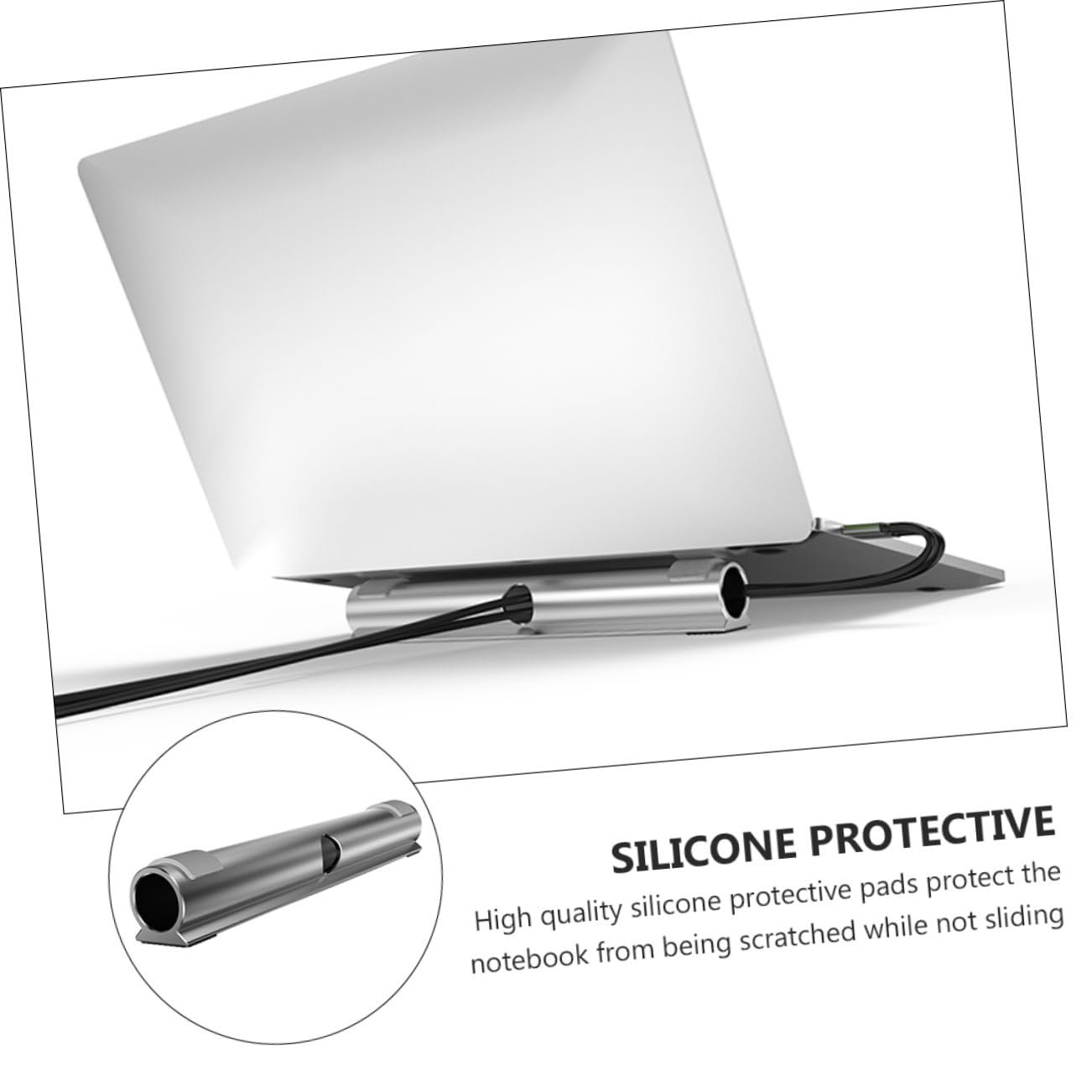Подставка для ноутбука алюминиевая LALAFINA с держателем для кабеля, приподнятая подставка для лучшего рассеивания тепла, эргономичный дизайн для стола и кровати, практичный органайзер для кабеля ноутбука, фото №2