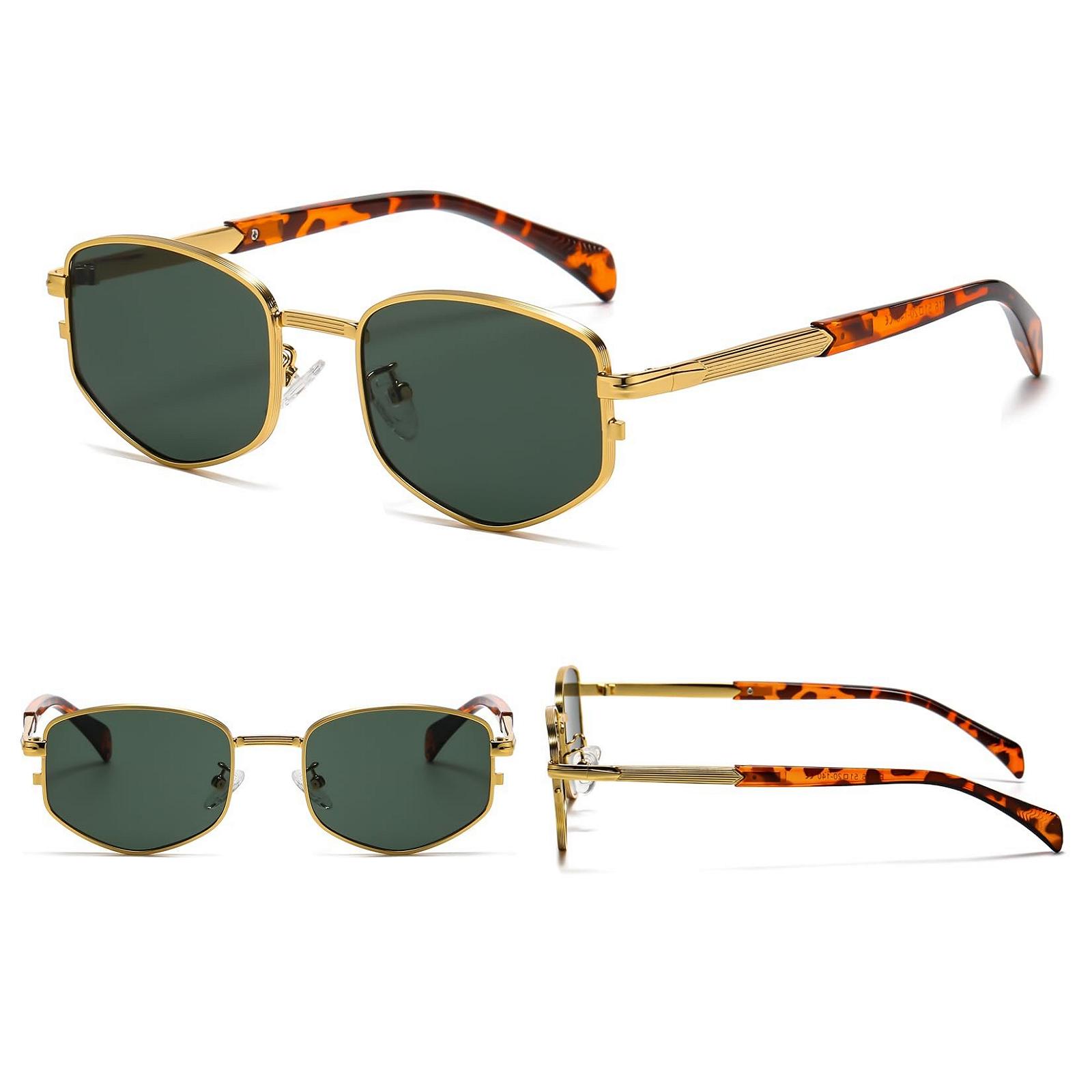 Вінтажні маленькі прямокутні сонцезахисні окуляри RUNHUIS для чоловіків і жінок, ретро, прямокутні, металеві, фото №3