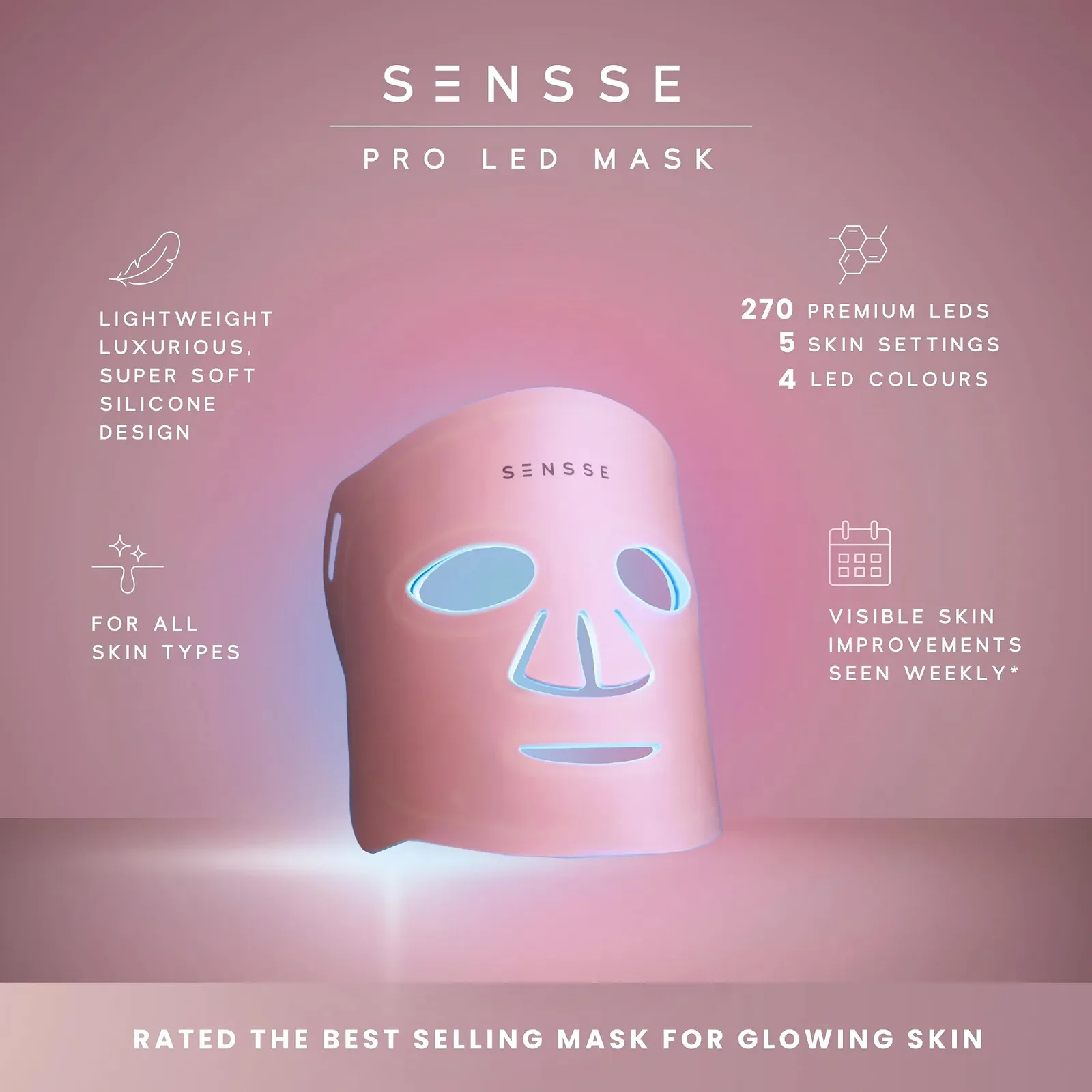 LED Маска Sensse Professional Силіконова, фото №4