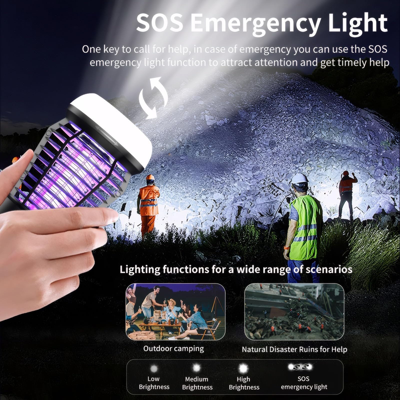 Електричний знищувач комах OKYUK 18 W LED 2000 mAh 2000 V 3-в-1, фото №6