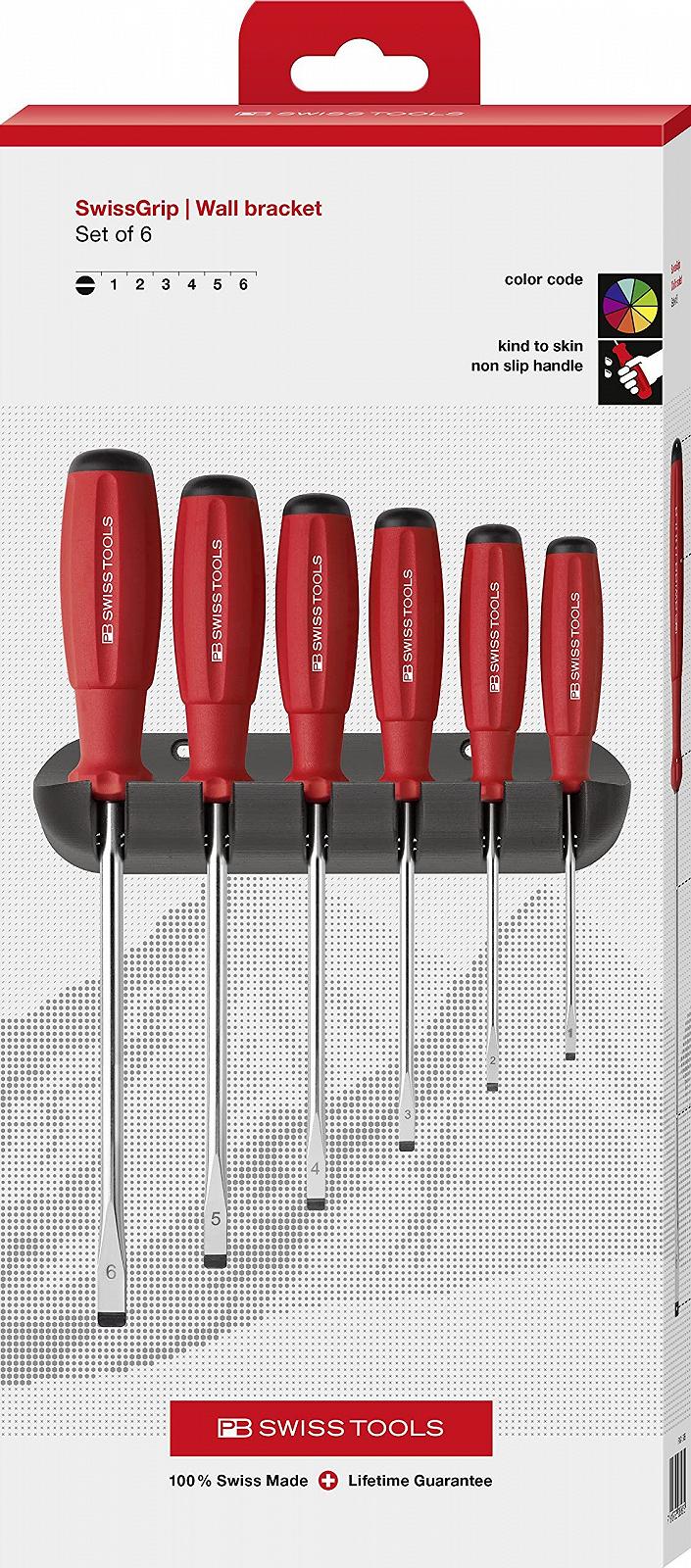 Набор шлицевых отверток PB Swiss Tools SwissGrip PB 8240 6 шт. Размер 1/2/3/4/5/6 настенное крепление, фото №2 Набор шлицевых отверток PB Swiss Tools SwissGrip PB 8240 6 шт. Размер 1/2/3/4/5/6 настенное крепление, фото №2