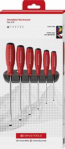 Набор шлицевых отверток PB Swiss Tools SwissGrip PB 8240 6 шт. Размер 1/2/3/4/5/6 настенное крепление synthetic.ua - Фото 1