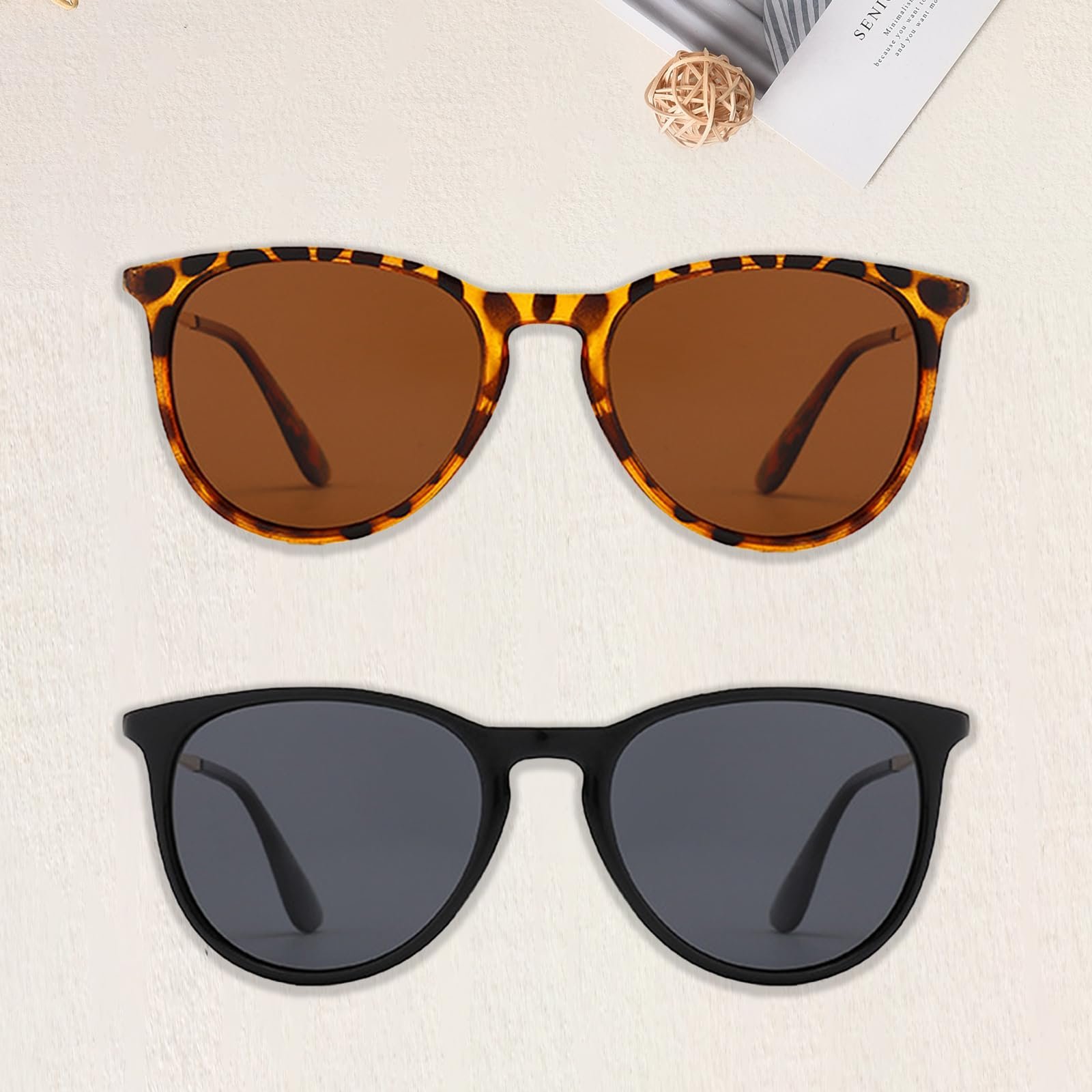 Жіночі сонцезахисні окуляри (2 шт.) Поляризовані Жіночі Ретро Дизайн UV400, фото №7