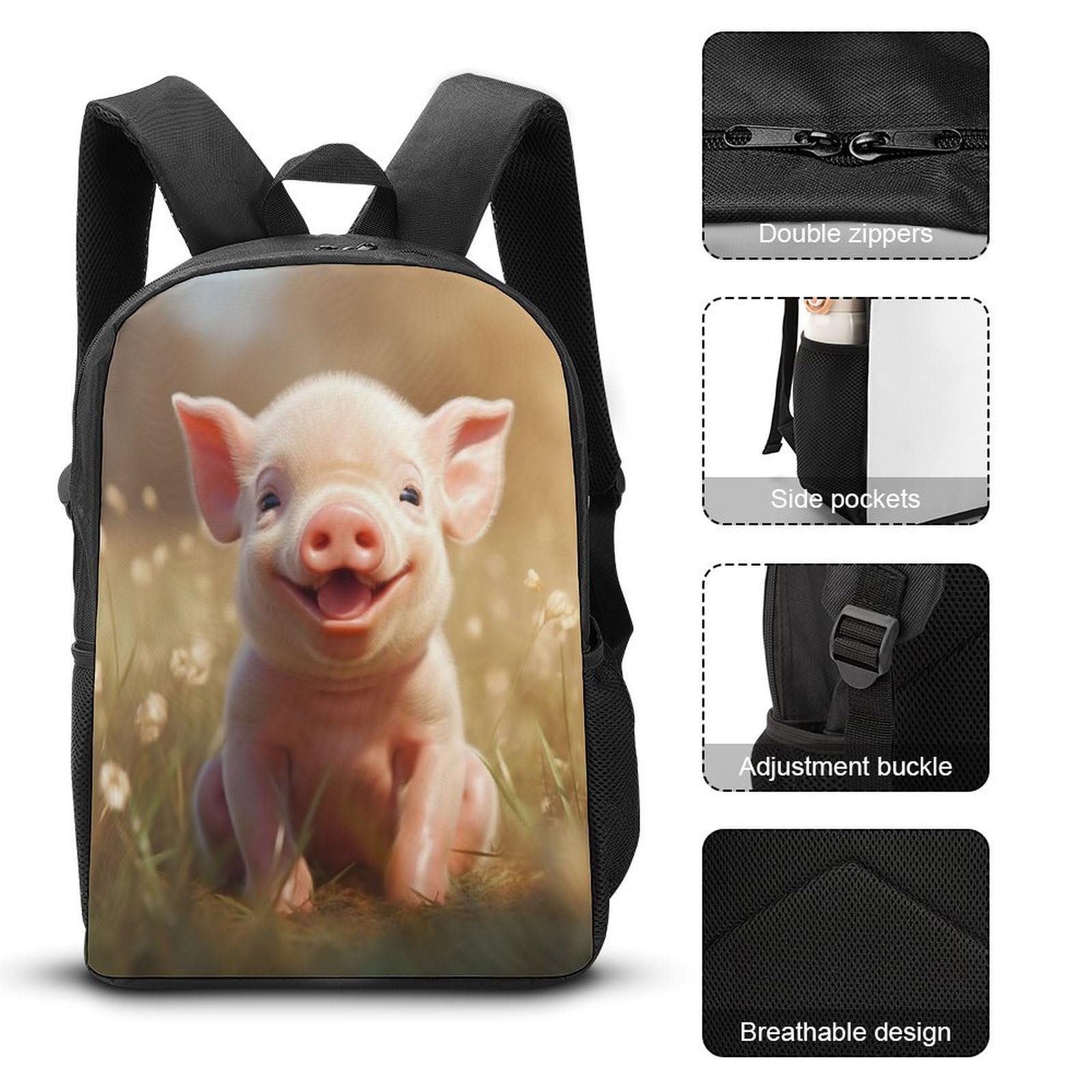 Рюкзак шкільний NACHOMACHO Little Pig 17 дюймів, Стиль, фото №4