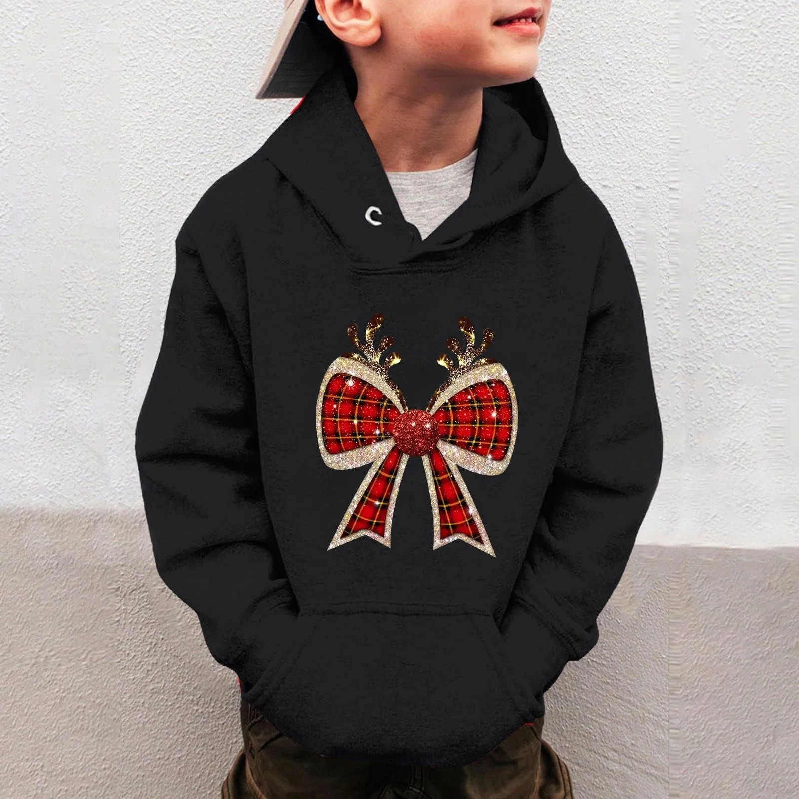 Толстовка для мальчиков и девочек, праздничный принт снежинки, зимний теплый рождественский пуловер, свитшот, фото №3