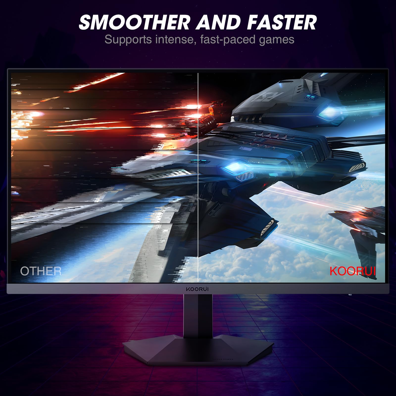 Монитор KOORUI Игровой 27 дюймов 240 Гц, 1 мс, FHD (1920 x 1080) DCI-P3 90% цветового пространства, адаптивная синхронизация, регулируемый наклон, HDMI, DP, черный, фото №5