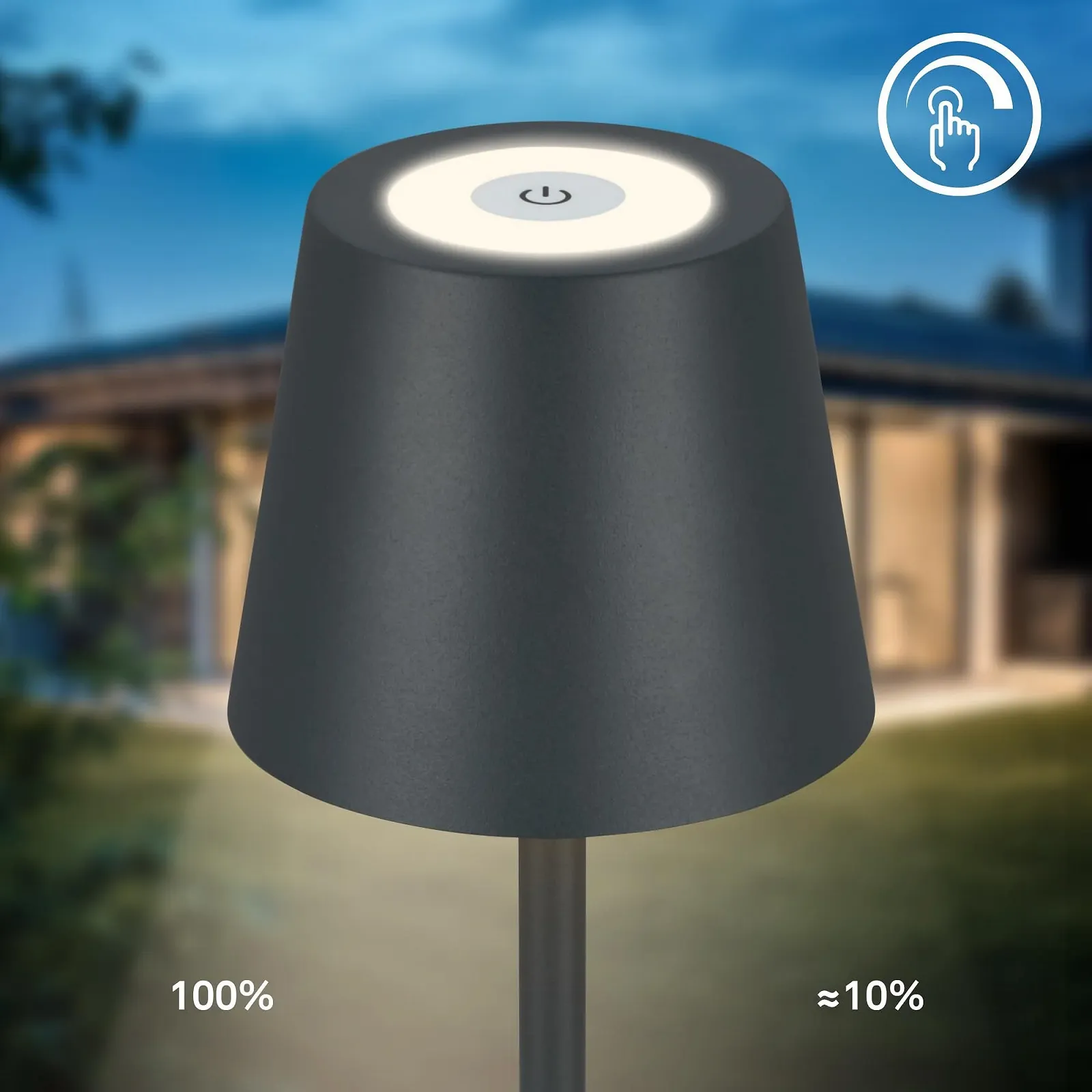 Настільна лампа B.K.Licht LED IP44 із зарядною станцією антрацит 36 x 12 см, фото №8