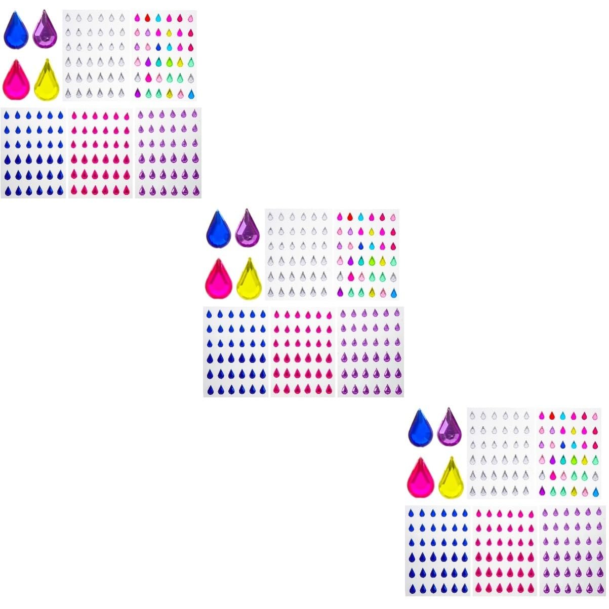 Набор страз для лица Healvian 3 шт., кристаллы для макияжа для детей, драгоценности для лица для мальчиков и девочек, для наклеивания декоративных драгоценных камней, 5 листов x 3, фото №1