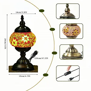 Настольная лампа турецкая экзотическая мозаичная ручной работы в марокканском стиле с USB для спальни synthetic.ua - Фото 1