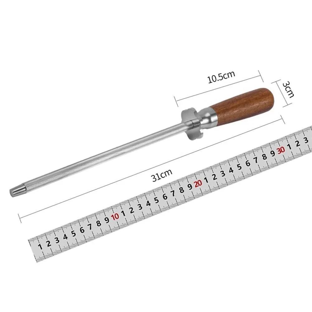 Мусат для заточування ножів нержавіюча сталь дерев'яна ручка 12 дюймів (30 см), фото №6