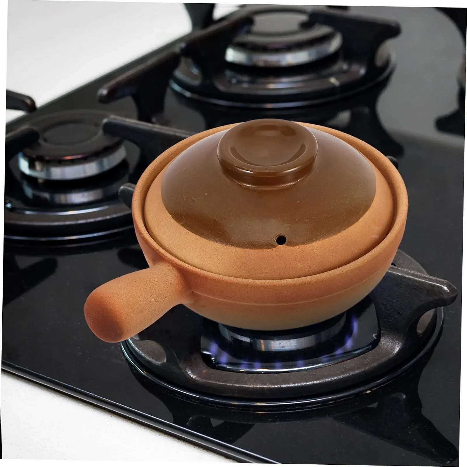 Горшок керамический в китайском стиле с крышкой и боковой ручкой для риса и тушения, фото №4