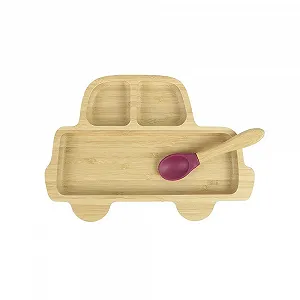 Набір тарілок BIOZOYG Bamboo Автомобіль I Тарілка на присосці з ложкою Червоний synthetic.ua - Фото 1
