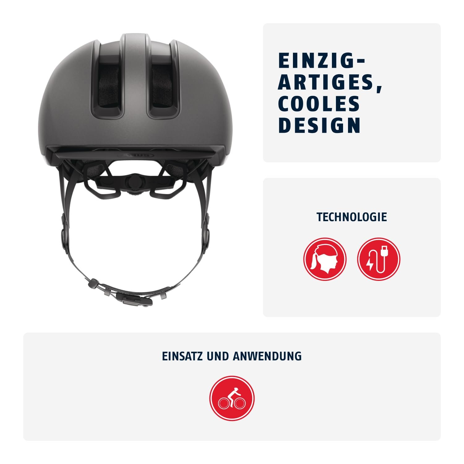 Шлем ABUS Urban HUD-Y с магнитной перезаряжаемой LED подсветкой и магнитной застежкой, фото №2