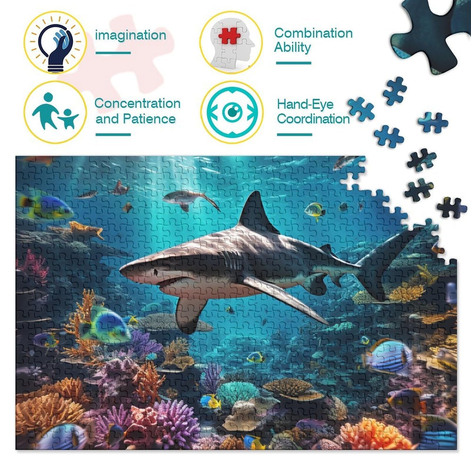 Пазл Shark Акула 1000 деталей 38 x 26 см, фото №3 Пазл Shark Акула 1000 деталей 38 x 26 см, фото №3