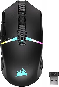 Ігрова бездротова миша Corsair NIGHTSABRE RGB / Bluetooth / Радіоканал / 26000 DPI / 8 кнопок / RGB підсвітка / Інерційне 4Д колесо / Чорна (CH-931B011) - Фото 1