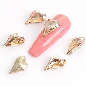 Стрази для нігтів Форми Діамант Прикраса для нігтів Серце 3D Скло Срібло, 50 шт - Фото 1