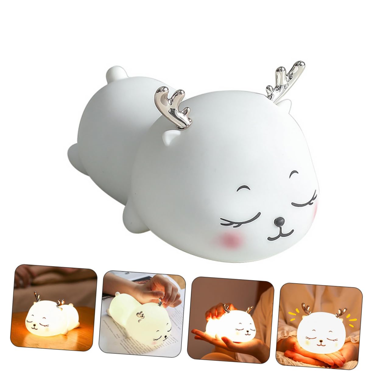 Лампа Abaodam Little Milk Deer LED USB Силикон Белый, фото №5