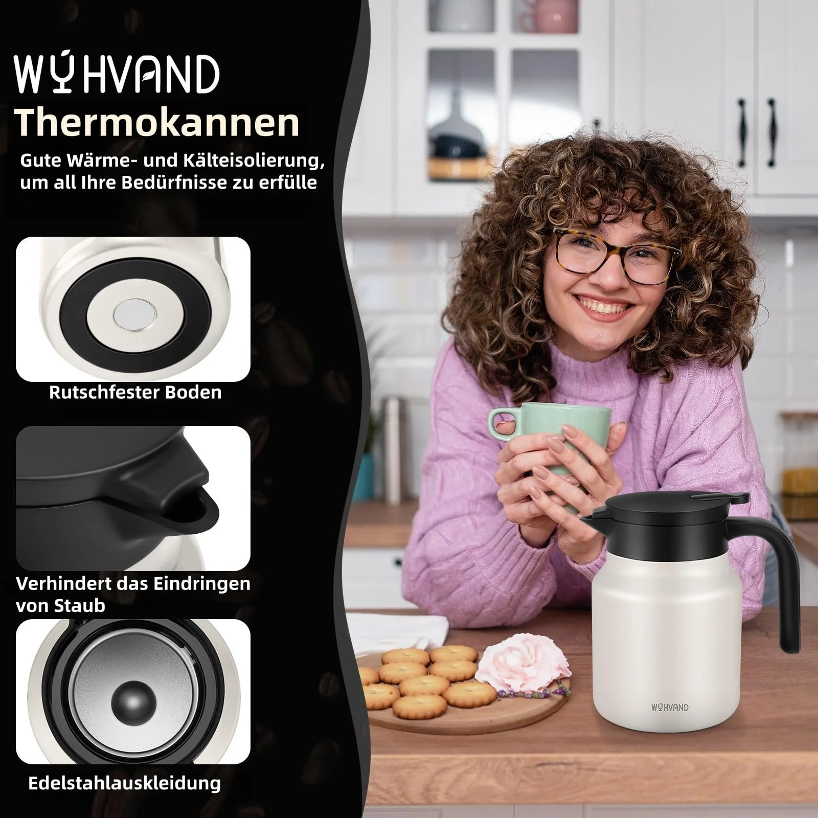 Термос для кави Thermal Carafe для гарячих/холодних напоїв з нержавіючої сталі, пилонепроникний, фото №2