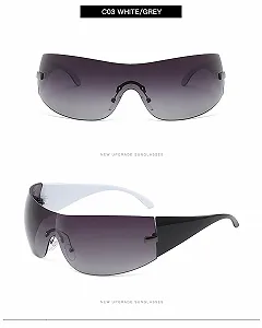 Сонцезахисні окуляри YAMEIZE Cycling Trendy Y2K Wraparound для жінок, чоловіків, великий розмір, захист UV400 synthetic.ua - Фото 1