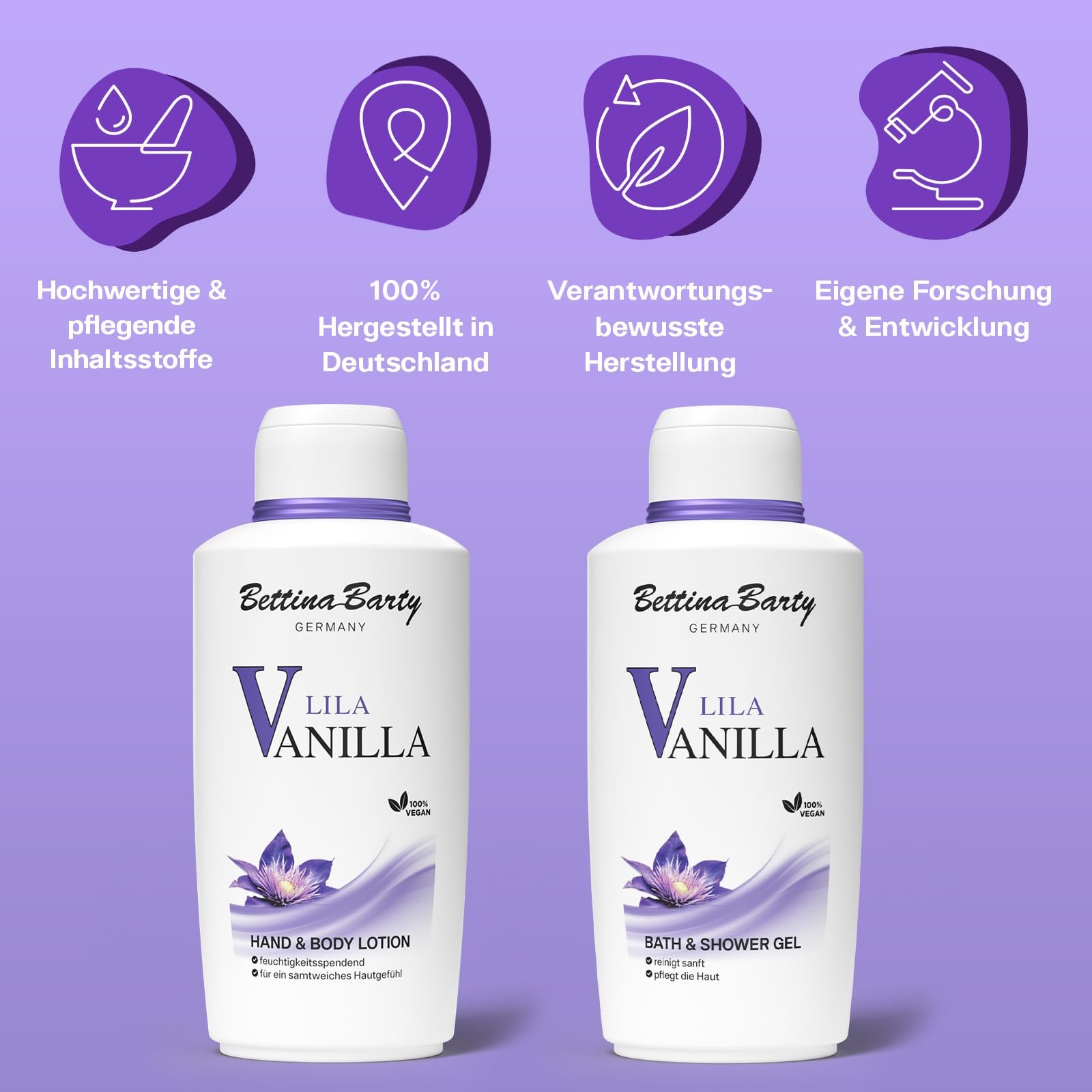Гель для душу Bettina Barty Purple Vanilla Пудровий квітковий аромат 500 мл 12 шт., фото №7