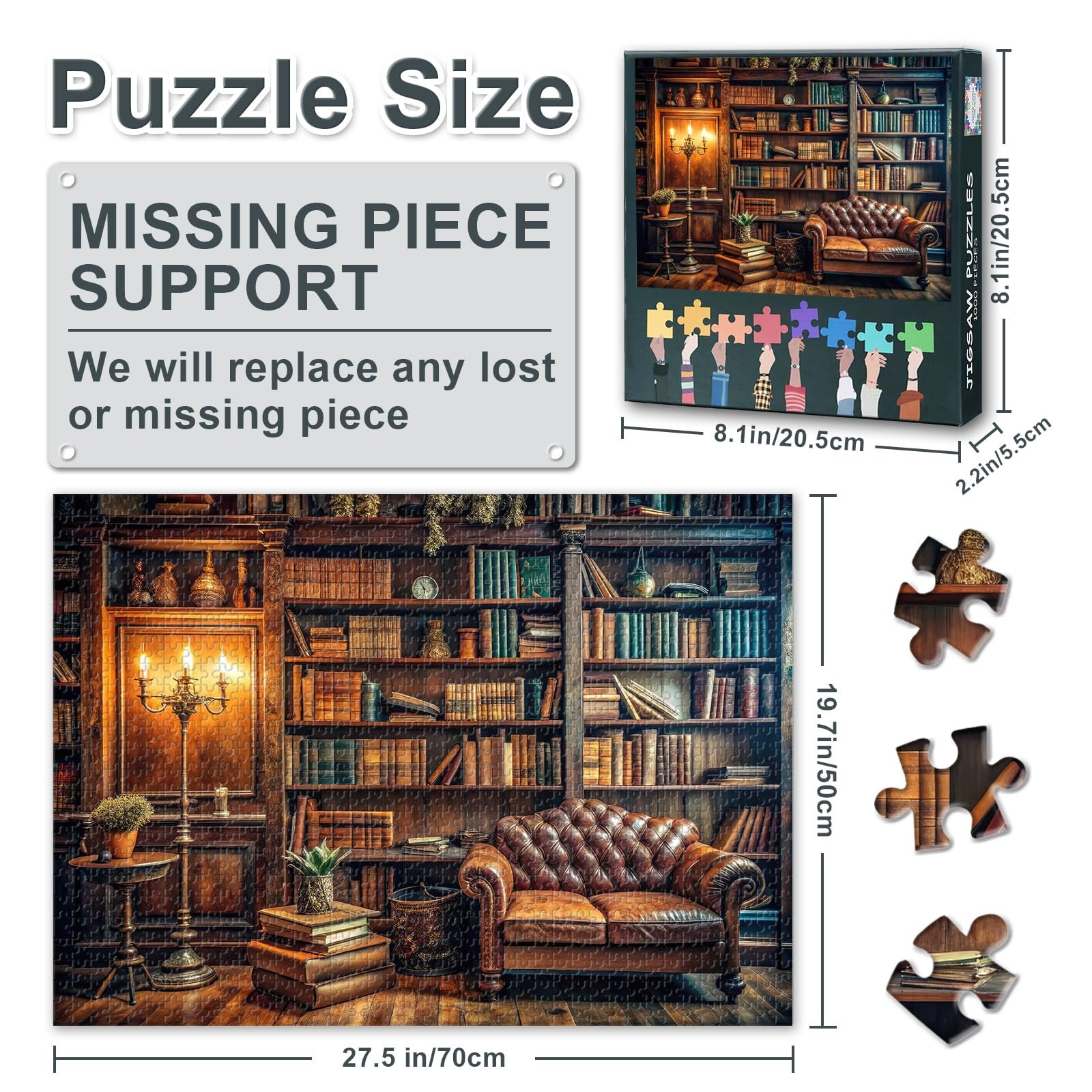 Пазл Vintage Bookshelf 1000 елементів 70 x 50 см Бібліотека та книги, фото №3