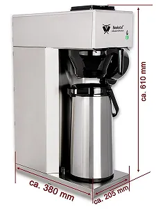 Фильтр-кофеварка Beeketal BGK2-T Gastro с термосом-помпой 2,0 л 10 бумажных фильтров нержавеющая сталь synthetic.ua - Фото 1