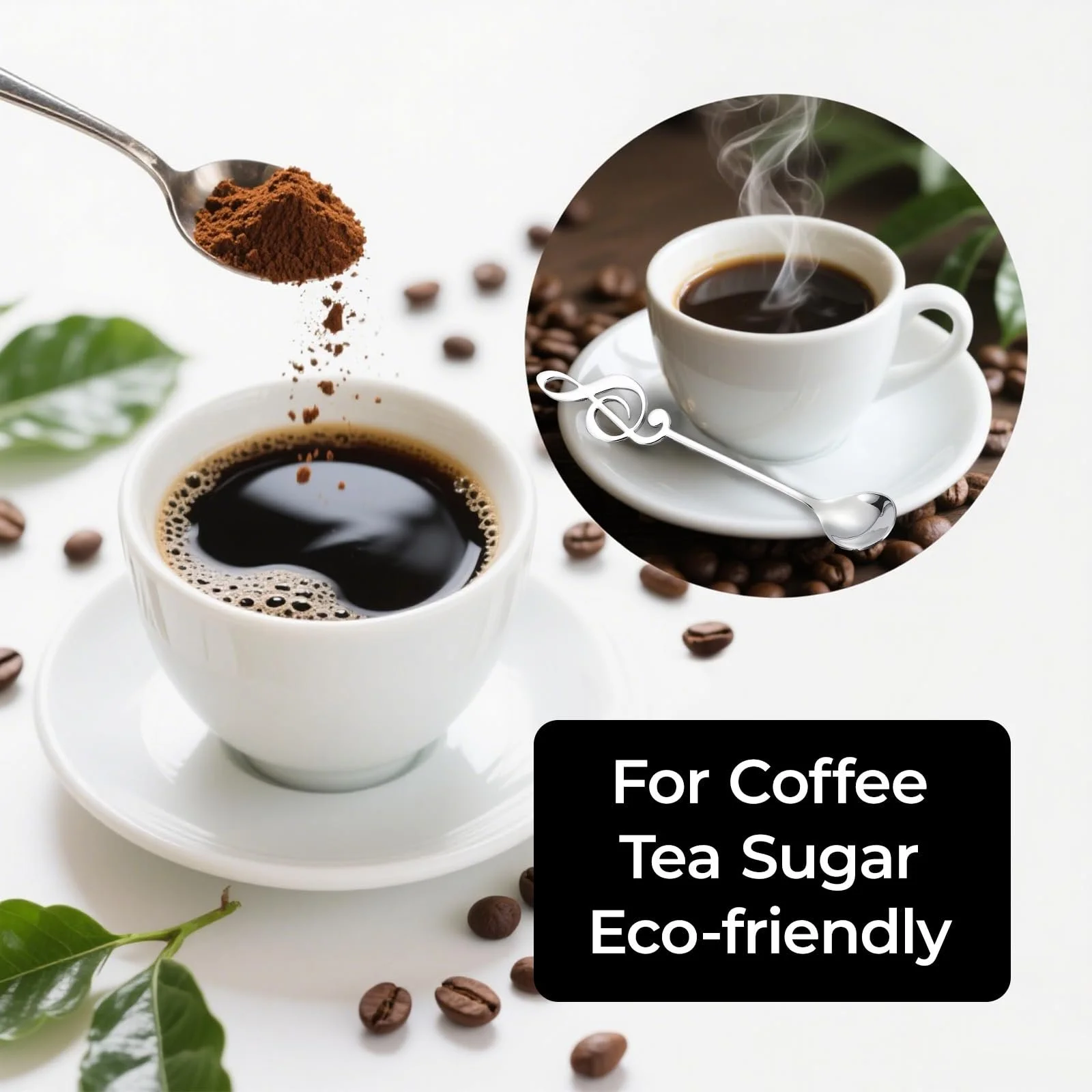 Ложки для кави Набір з 4 шт. Десертна ложка з дизайном музичної ноти, фото №4