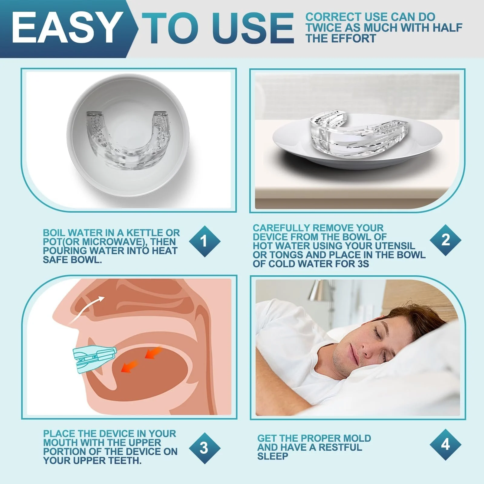 Капа от храпа и бруксизма для сна, улучшает качество сна, белая., фото №4