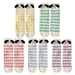 Носки Повседневные Мягкие 5 пар Желтый, розовый, фиолетовый - Фото 1