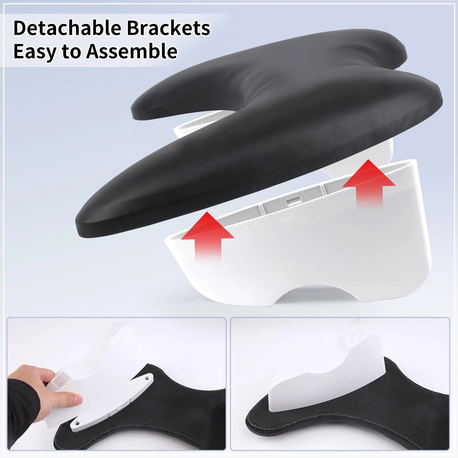 Підставка для рук U-подібна lootaan для манікюру зі знімними кронштейнами, з мікрофібри PU шкіри, чорна, фото №3