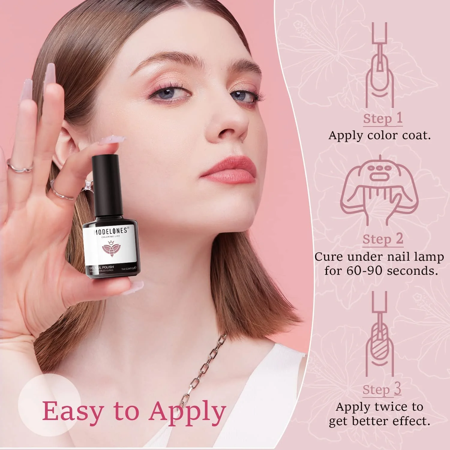 Гель-лак Modelones Набір Рожевий Нюдовий Рожевий 6 кольорів, фото №8