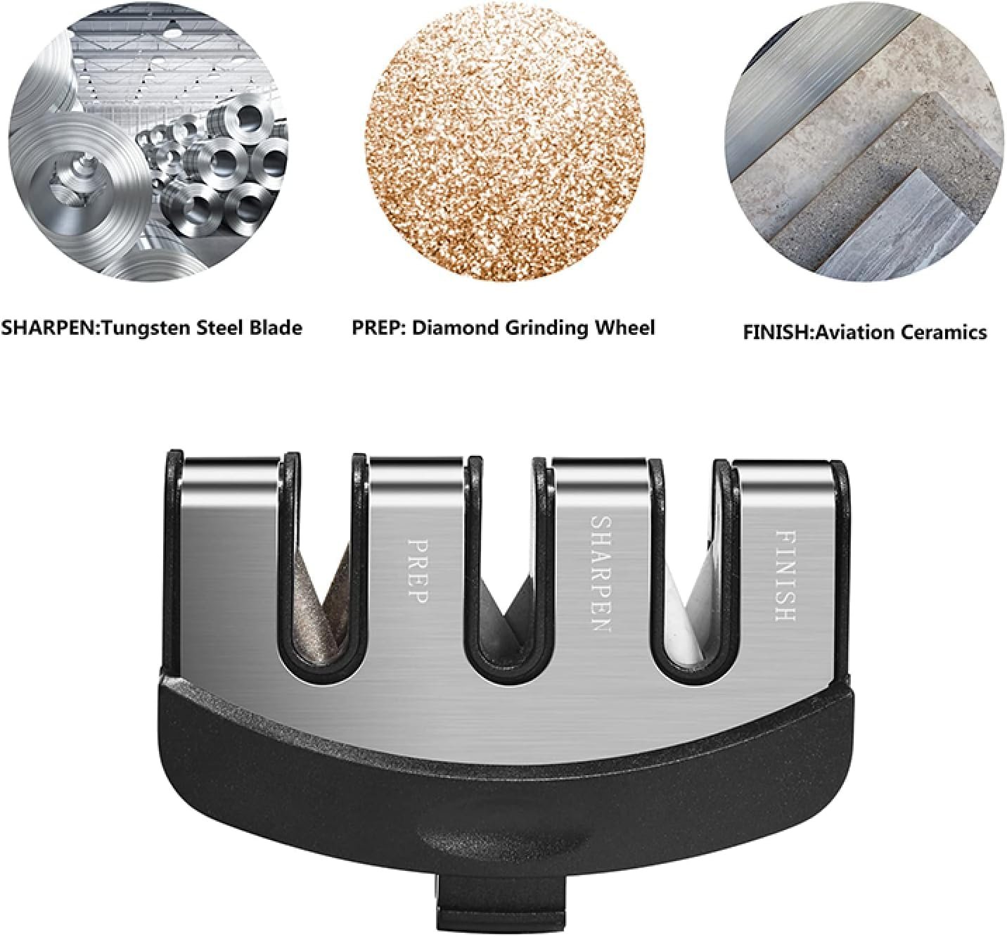 Сменная головка для точилки ножей 3-ступенчатая 2 шт. алмазная керамическая вольфрамовая сталь 1 см x 6 см x 1 см, фото №2
