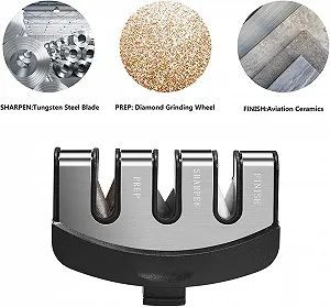Змінна головка для точилки ножів 3-ступінчаста 2 шт. алмазна керамічна вольфрамова сталь 1 см x 6 см x 1 см synthetic.ua - Фото 1