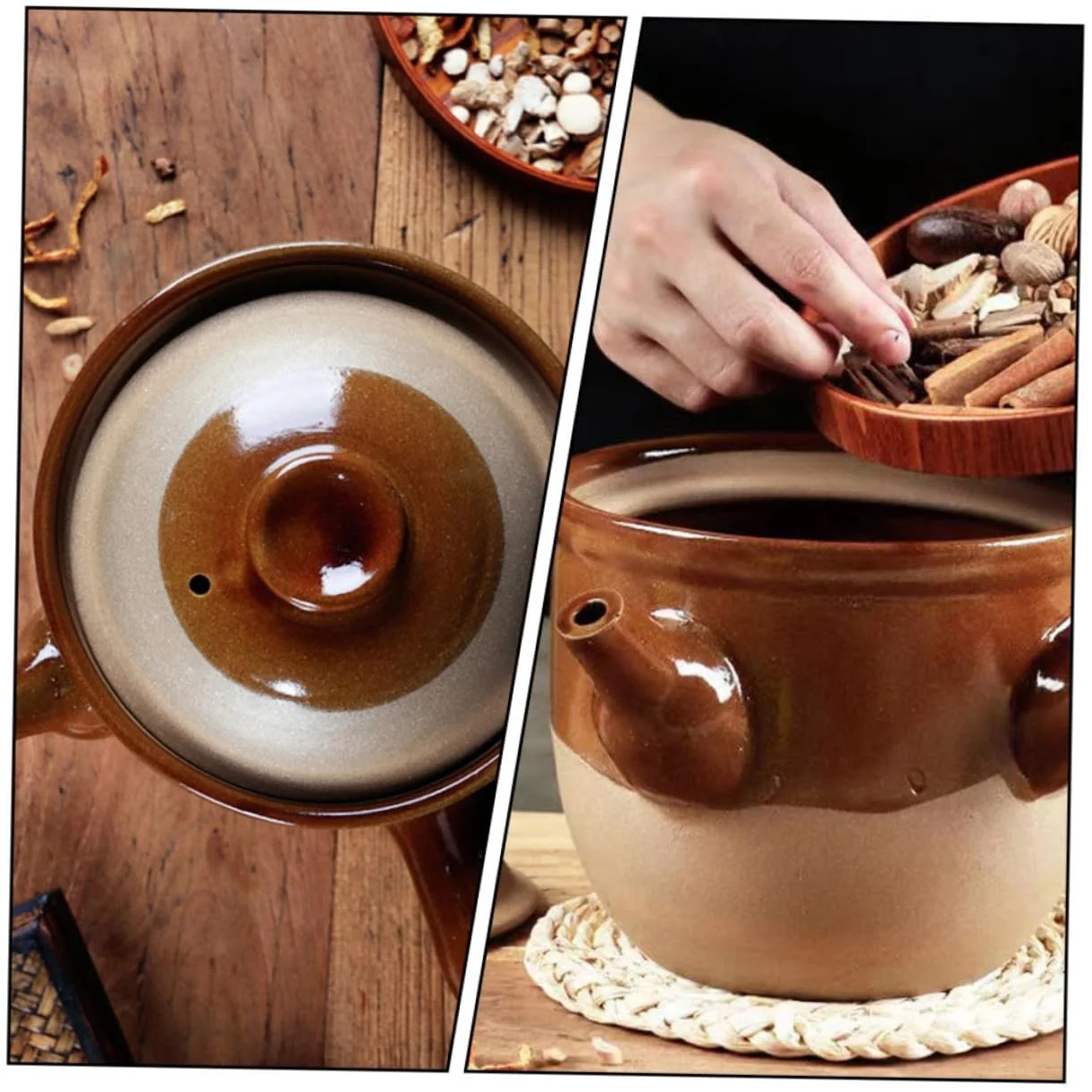 Горшок керамический глиняный 1,5 л с термостойкой ручкой и носиком, фото №9