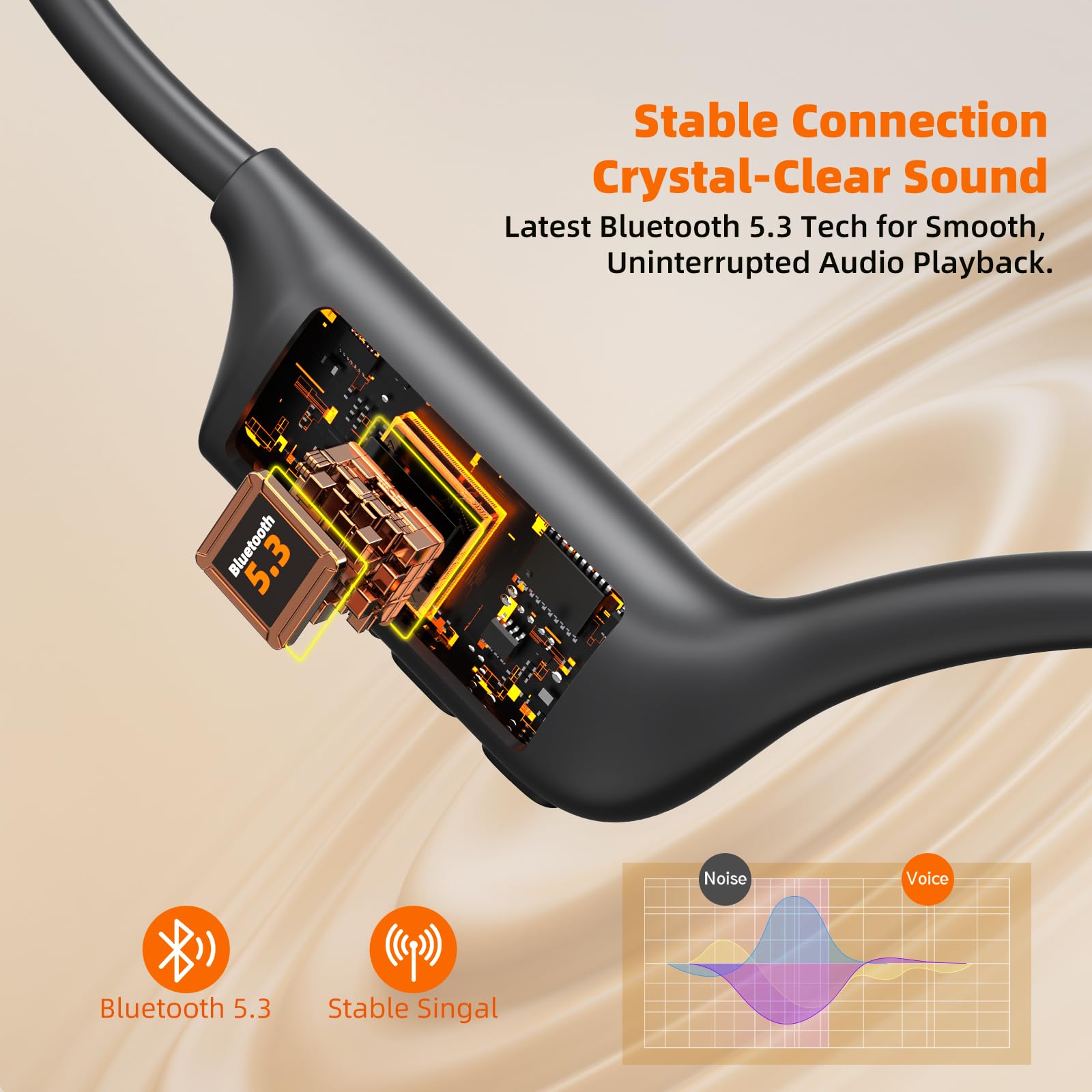 Навушники Carviki Bone Sound IP67 Bluetooth 5.3 Чорний, фото №5
