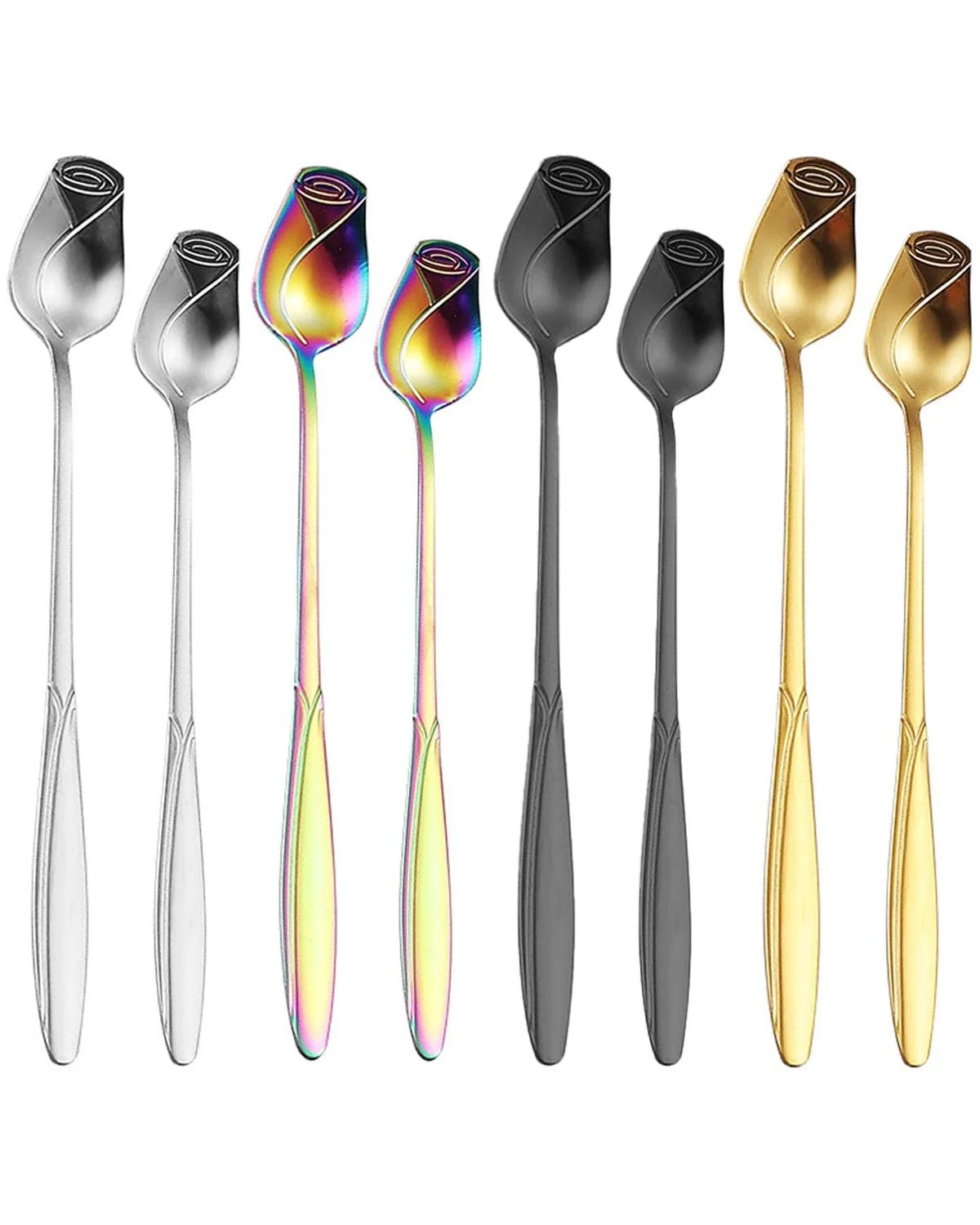 Ложки, набір з 8 чайних ложок, кольорові кавові, фото №1