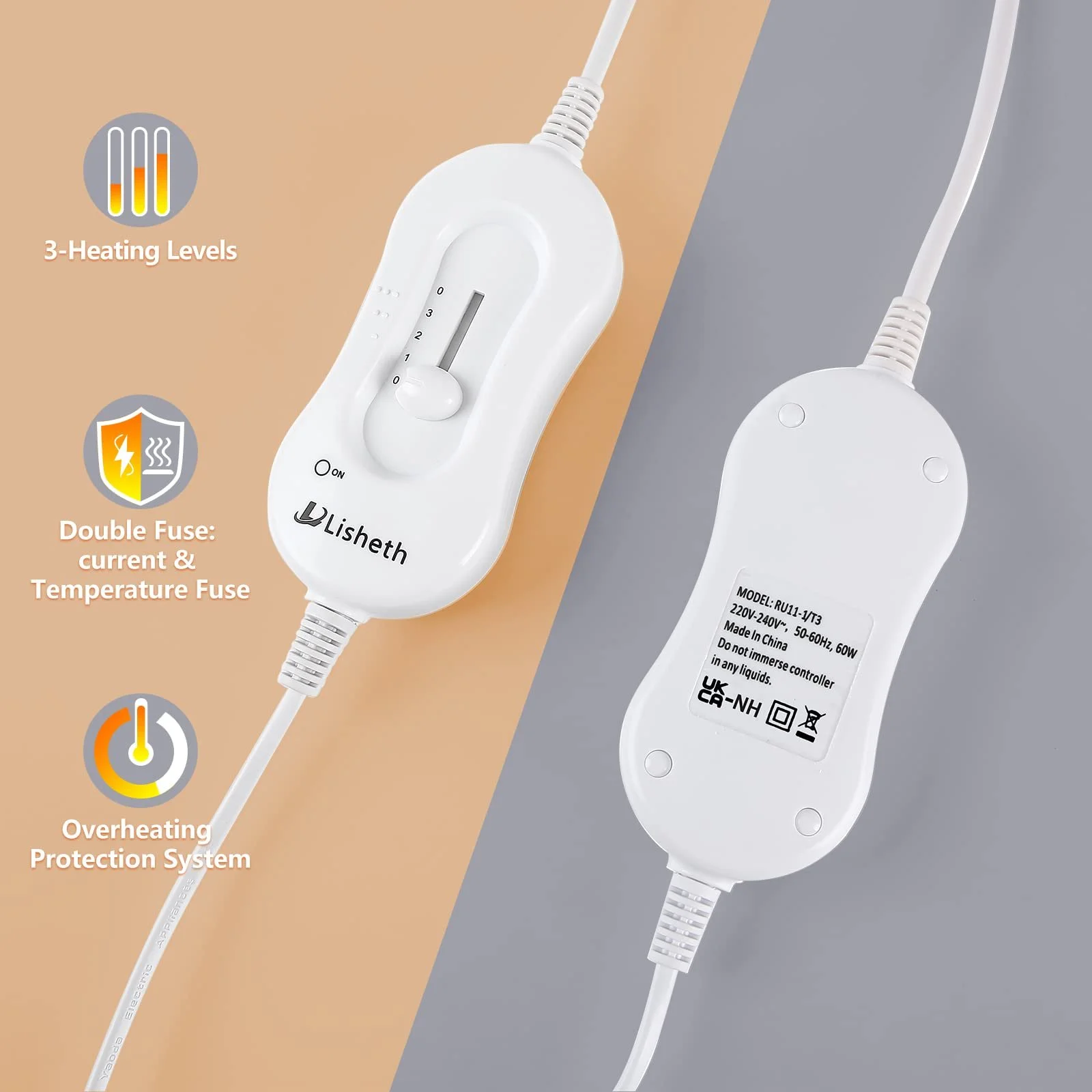 Электрическая простынь Lisheth King 165 x 137 см Белая, фото №2