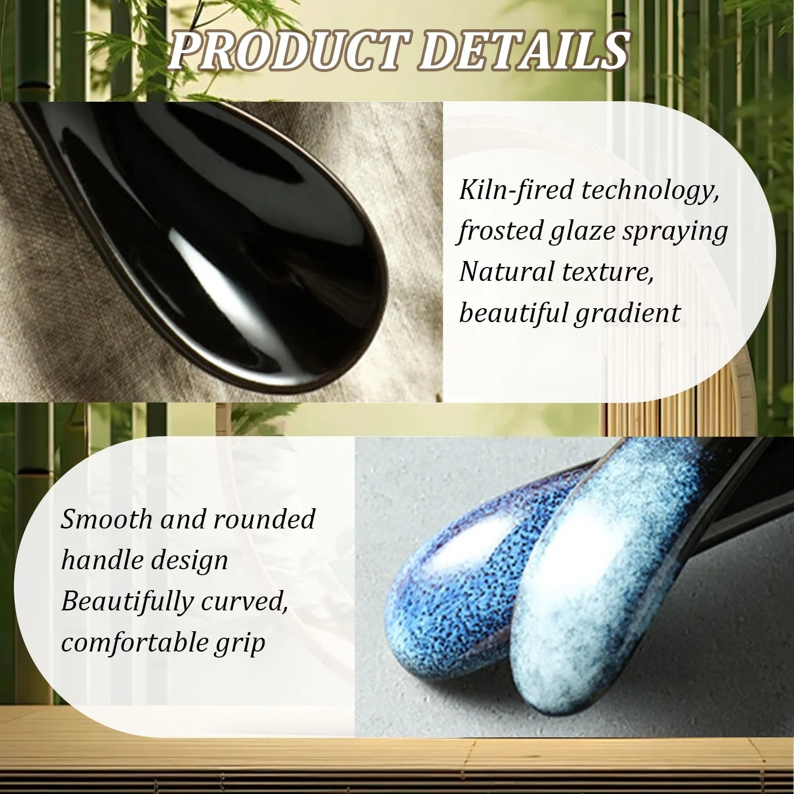 Ложка Супова Asian керамічна в японському стилі блакитна, паковання 2 шт, фото №4