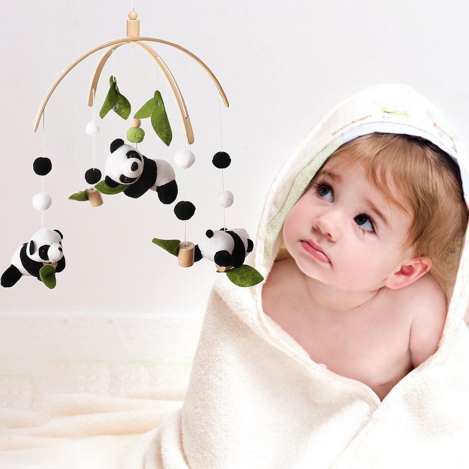 Мобіль TROYSINC Panda Baby Wind Chimes Felt Balls Black White, фото №6