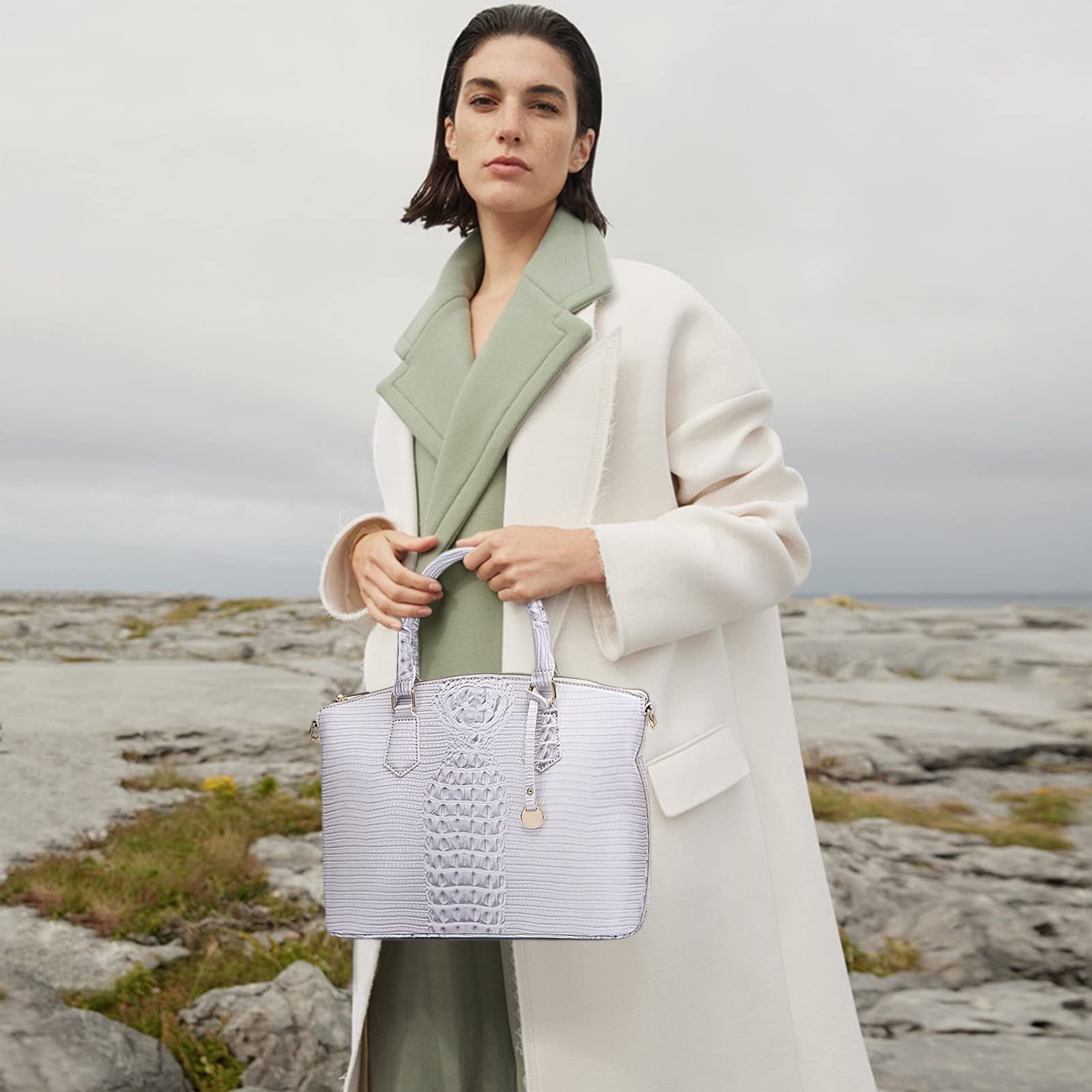 Сумка Жіноча NICOLE & DORIS Середня Крокодиляча Шкіряна Лакована Сумка Шопер для Офісу Подорожей, фото №2