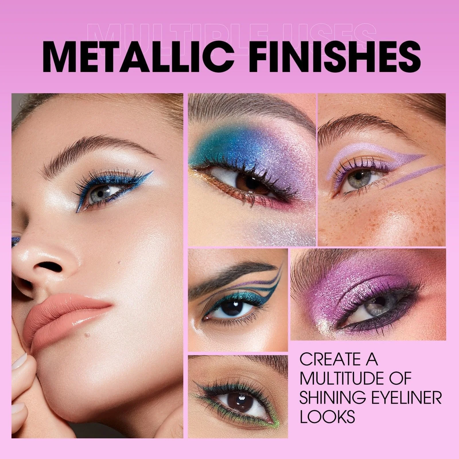 Подводка для глаз Bunt, набор из 6 жидких блестящих, фото №4