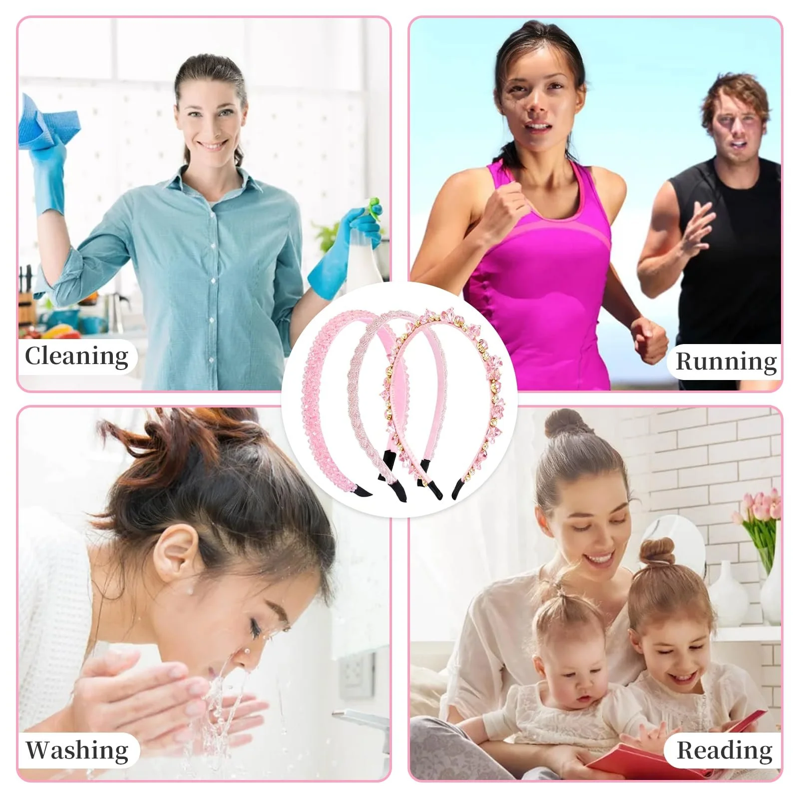 Набор обручей на голову со стразами, 3 шт., фото №5