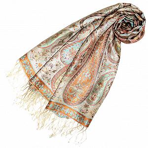 Пашмина Шарф Lorenzo Cana Jacquard Woven 100% Silk 70 x 190 см узор пейсли, бежевый - Фото 1