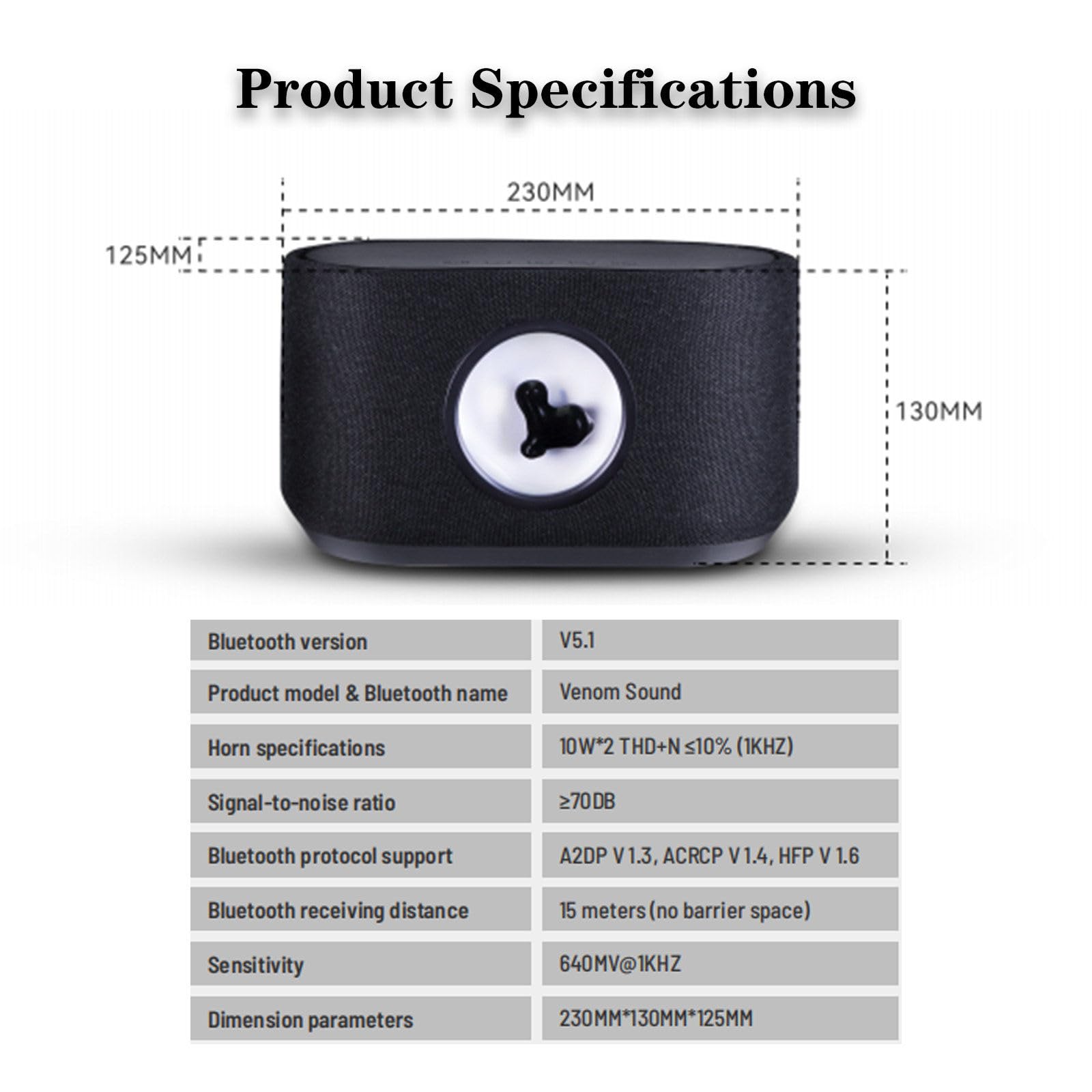 Ferrofluid Портативна колонка Bluetooth 5.1 Бездротовий сенсорне керування + 3 режими + Бездротова зарядка 15 Вт Чорний, фото №6