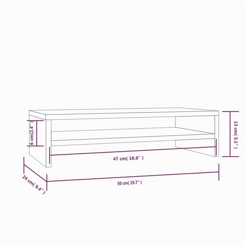 Підставка для монітора vidaXL 50 x 24 x 13 см масив сосни, фото №3