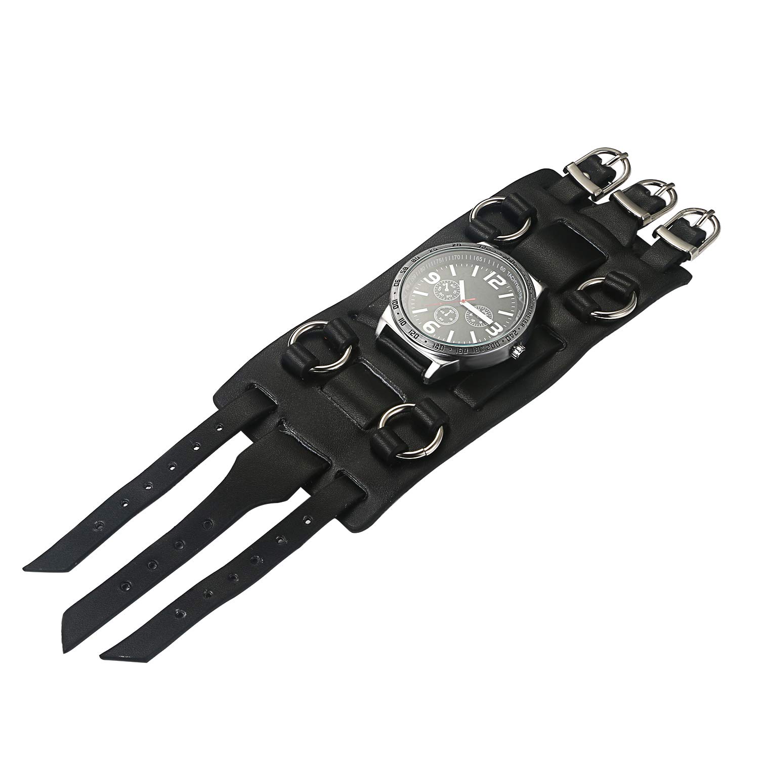 Годинник Avaner Чоловічі Аналогові Quartz Модні Широкий Шкіряний Ремінець Водонепроникний з Тахіметром Додаткова Функція, фото №5