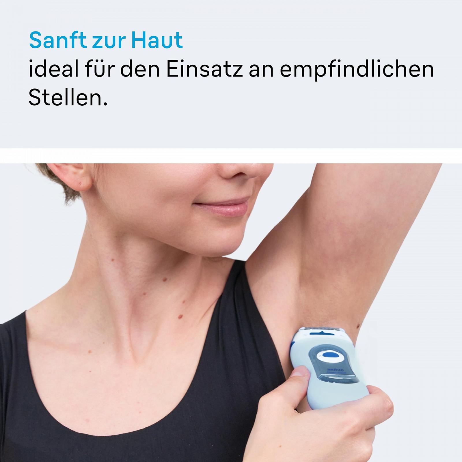 Женская электробритва Braun Silk-epil 5-160 3-в-1 беспроводная Wet & Dry с триммером и системой пилинга, синяя, фото №3 Женская электробритва Braun Silk-epil 5-160 3-в-1 беспроводная Wet & Dry с триммером и системой пилинга, синяя, фото №3