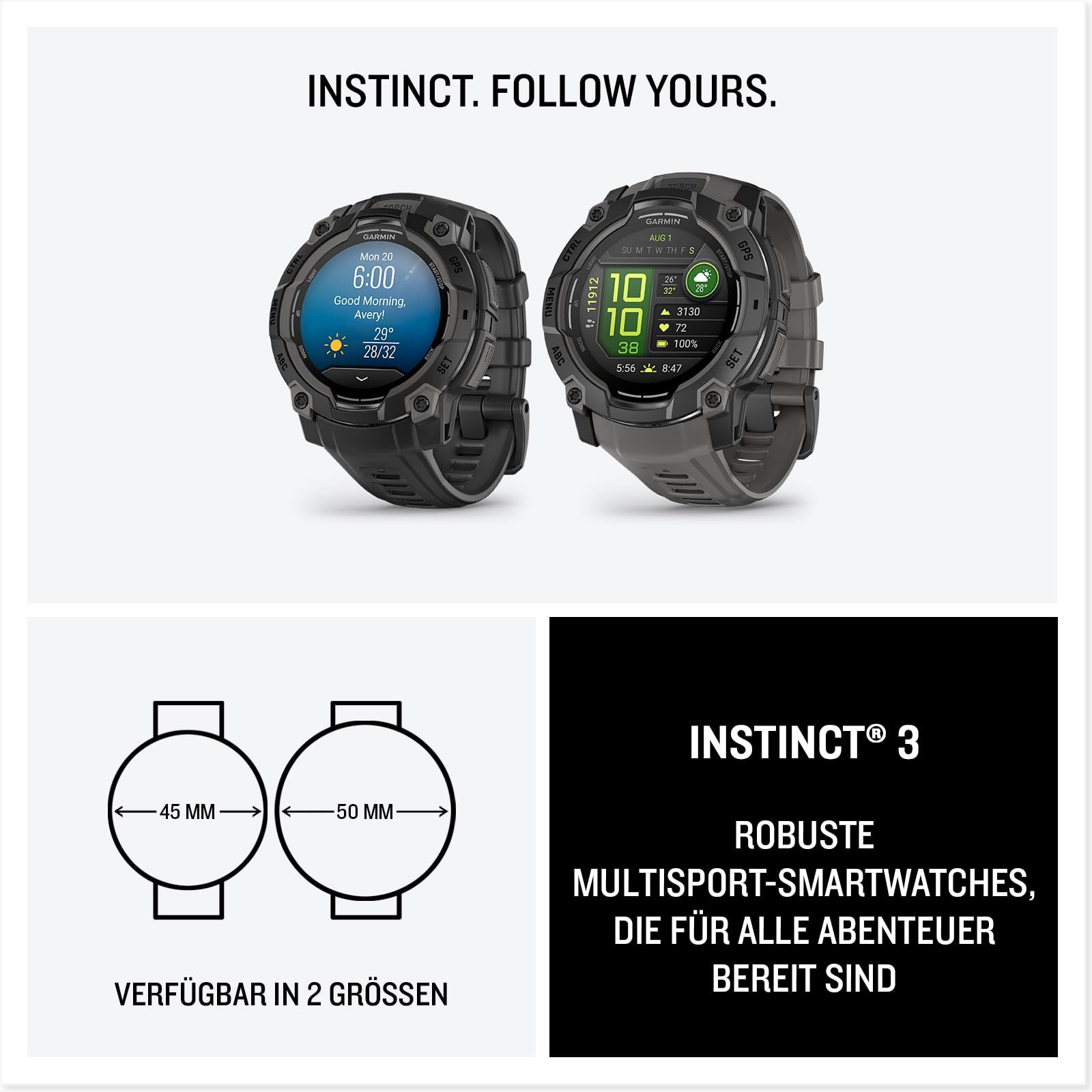 Смарт-часы Мультиспорт Garmin Instinct 3 45 мм AMOLED GPS, дисплей 1.2 дюйма, 80+ спортивных приложений, LED Фонарик, фото №8